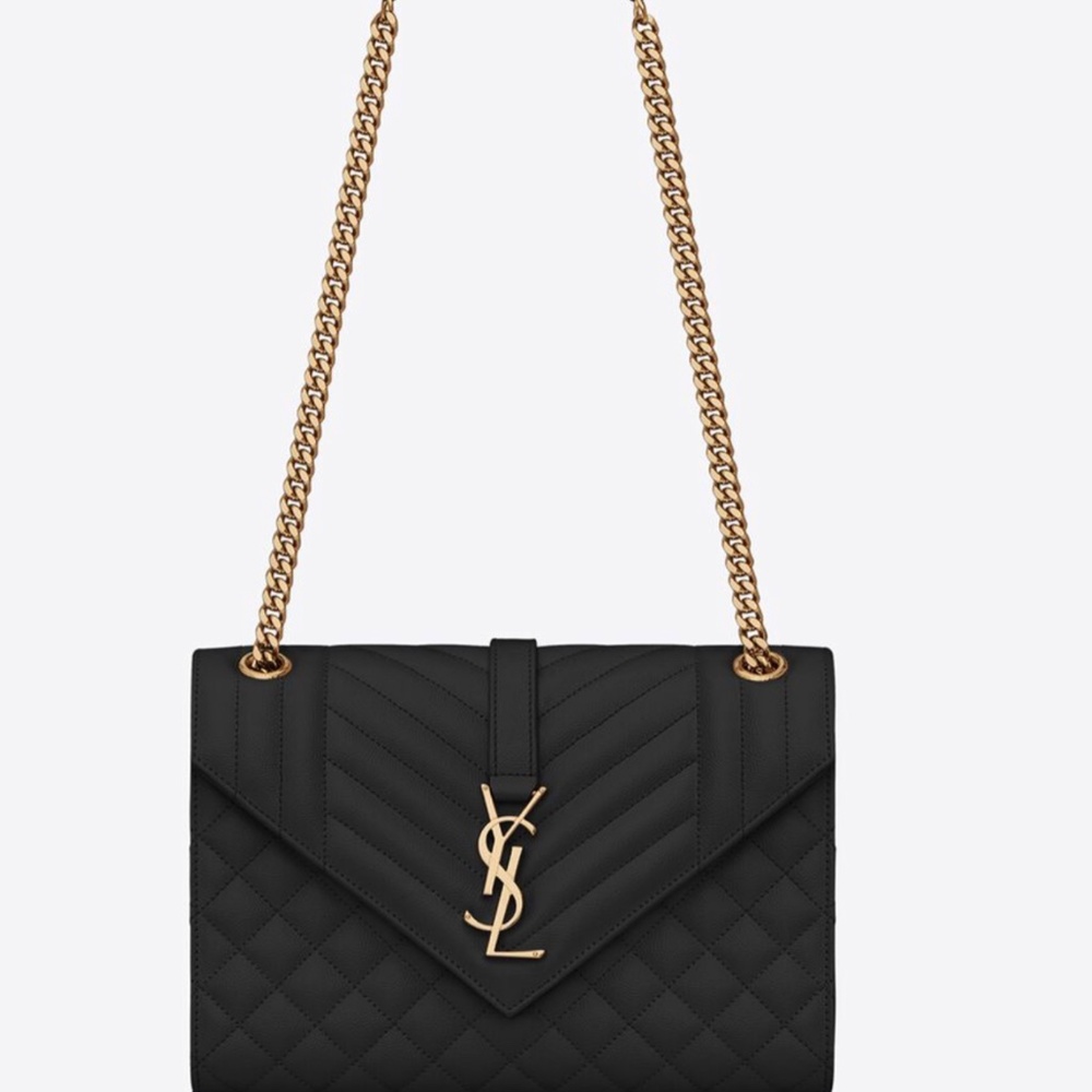 YSL PURSE ENVELOPE MEDIUM BAG IN MIX MATELASSÉ GRAIN DE POUDRE EMBOSSED LEATHER